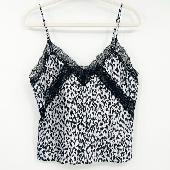 Victorias Secret VS VTG Y2K Coquette Satin Lace Leopard‎ Animal Print Cami Top L - Picture 1 of 6